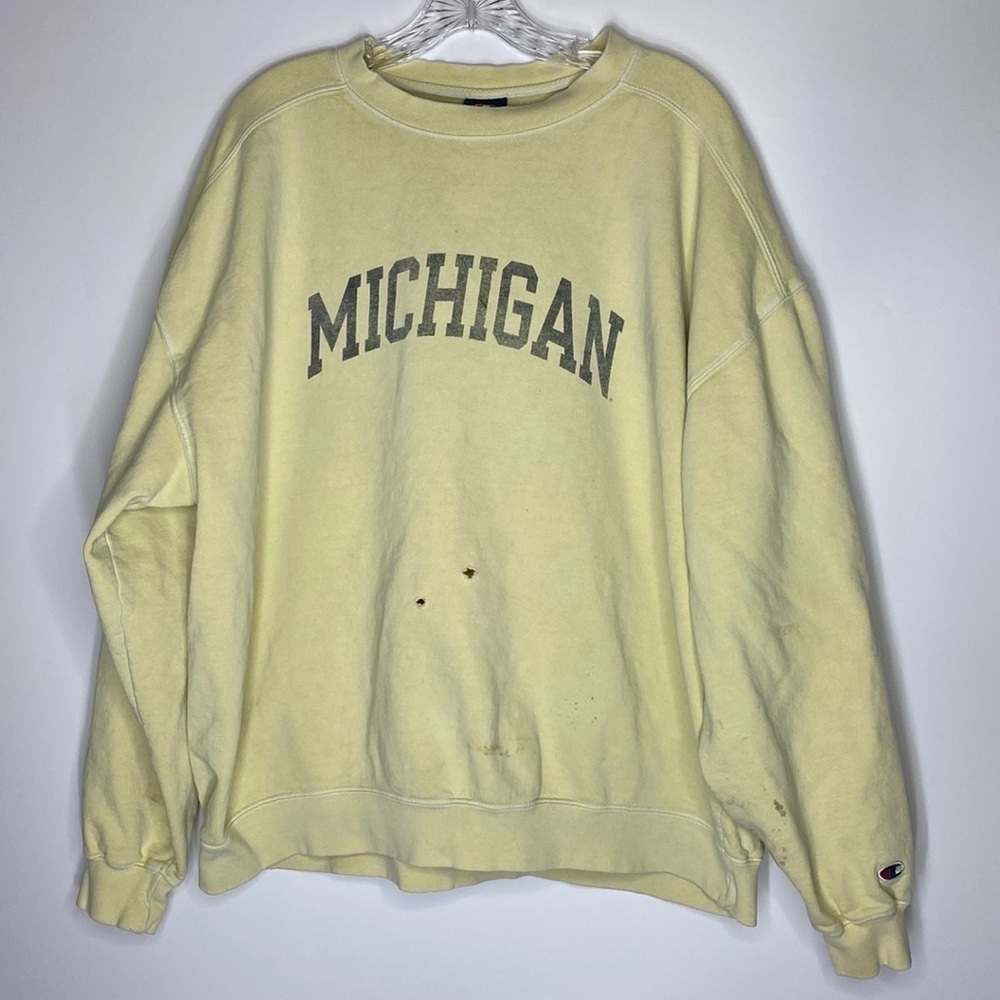 Vintage Champion Weathered Classics Michigan Yellow Crewneck Sweatshirt